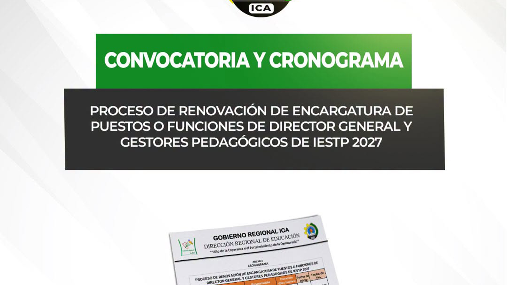 CONVOCATORIA Y CRONOGRAMA DREI